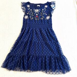New Epic Threads Floral Dress sz XL Navy Blue Polka Dot Floral Dress